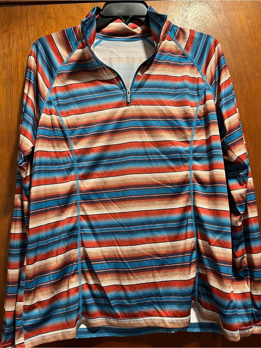 Ariat Women Long-Sleeve Striped Quarter-Zip - Blue, Red & Cream